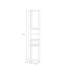 Seitenschrank >LOKKO< 2 Türen, 1 Schub, 2 Fächer, Weiss - 35,2x190,5x31,3cm (BxHxT)