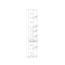 Seitenschrank >LOKKO< 2 Türen, 1 Schub, 2 Fächer, Weiss - 35,2x190,5x31,3cm (BxHxT)