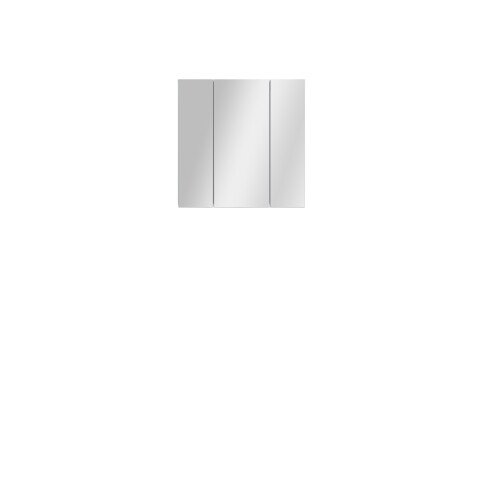 Badezimmerspiegelschrank >LOKKO< 3 Türen, grifflos, Weiss / Spiegel - 69,9x70,3x22,1cm (BxHxT)