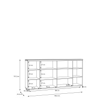 Sideboard >LOUOTO< 4 Türen, sandfarbig / Artisan Eiche - 199,5x101,2x41,6cm (BxHxT)