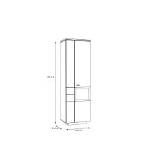 Stauraumvitrine >LOUOTO< 2 Türen, 4 Böden, sandfarbig / Artisan Eiche - 60,7x197,2x41,6 (BxHxT)