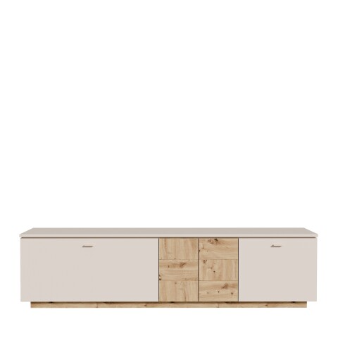 Lowboard >LOUOTO< 2 Türen, 1 Klappe, sandfarbig/Artisan Eiche - 224,8x57,7x41,6cm BxHxT