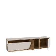 Lowboard >LOUOTO< 2 Türen, 1 Klappe, sandfarbig/Artisan Eiche - 224,8x57,7x41,6cm BxHxT