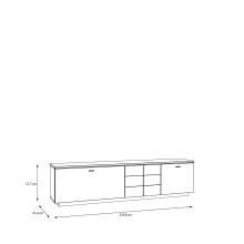 Lowboard >LOUOTO< 2 Türen, 1 Klappe, sandfarbig/Artisan Eiche - 224,8x57,7x41,6cm BxHxT