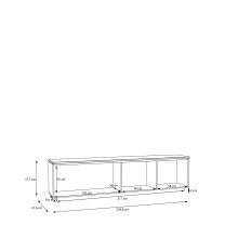 Lowboard >LOUOTO< 2 Türen, 1 Klappe, sandfarbig/Artisan Eiche - 224,8x57,7x41,6cm BxHxT