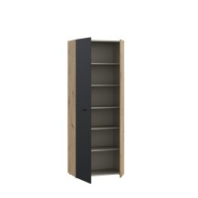 Mehrzweckschrank >NET306< 5 Böden, Artisan Eiche Dekor / Schwarz  - 68,7x181,1x36,5 (BxHxT)