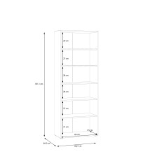 Mehrzweckschrank >NET306< 5 Böden, Artisan Eiche Dekor / Schwarz  - 68,7x181,1x36,5 (BxHxT)