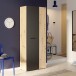 Mehrzweckschrank >NET306< 5 Böden, Artisan Eiche Dekor / Schwarz  - 68,7x181,1x36,5 (BxHxT)