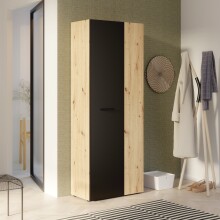 Mehrzweckschrank >NET306< Inneneinteilung, Artisan Eiche / Schwarz - 68,7x181,1x36,5cm (BxHxT)