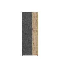 Mehrzweckschrank >NET306< Inneneinteilung, Betonoptik / Artisan Eiche - 68,7x181,1x36,5 (BxHxT)