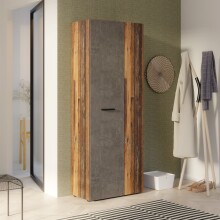 Mehrzweckschrank >NET306< Inneneinteilung, Old-Wood / Betonoptik - 68,7x181,1x36,5cm (BxHxT)