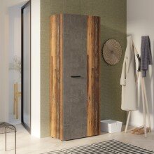 Mehrzweckschrank >NET306< Inneneinteilung, Old-Wood / Betonoptik - 68,7x181,1x36,5cm (BxHxT)