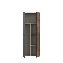 Mehrzweckschrank >NET306< Inneneinteilung, Old-Wood / Betonoptik - 68,7x181,1x36,5cm (BxHxT)