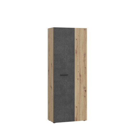 Schuhschrank >NET306< 5 Böden, Betonoptik / Artisan Eiche - 68,7x181,1x36,5cm (BxHxT)