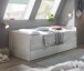 Funktionsbett >Lepini< Liegefläche 90/180x200cm, Schübe, Weiß Dekor - 204x67x97cm (BxHxT)