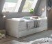 Funktionsbett >Lepini< Liegefläche 90/180x200cm, Schübe, Weiß Dekor - 204x67x97cm (BxHxT)