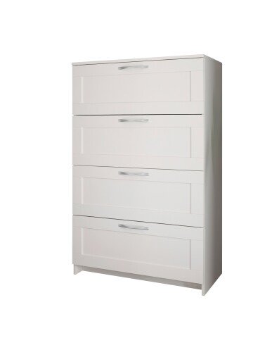 Kommode >Lepini< 4 Schübe, Weiß Dekor, Holzwerkstoff - 78x124x41cm (BxHxT)