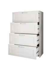 Kommode >Lepini< 4 Schübe, Weiß Dekor, Holzwerkstoff - 78x124x41cm (BxHxT)