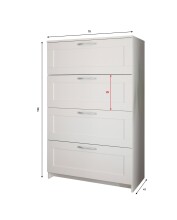 Kommode >Lepini< 4 Schübe, Weiß Dekor, Holzwerkstoff - 78x124x41cm (BxHxT)