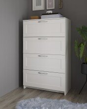 Kommode >Lepini< 4 Schübe, Weiß Dekor, Holzwerkstoff - 78x124x41cm (BxHxT)