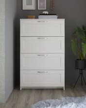 Kommode >Lepini< 4 Schübe, Weiß Dekor, Holzwerkstoff - 78x124x41cm (BxHxT)