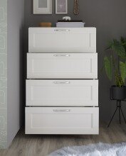 Kommode >Lepini< 4 Schübe, Weiß Dekor, Holzwerkstoff - 78x124x41cm (BxHxT)