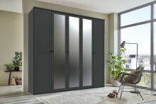 Komplettschlafzimmer >Chalet< (4-teilig) 2x Nachtkonsole, Doppelbett, Kleiderschrank, in Graphit