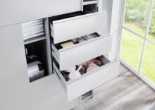 Schwebetürenschrank >Saigon< 3 Schübe, Spiegel / Weiß - 225x208x64cm (BxHxT)