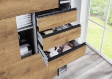 Schwebetürenschrank >Saigon< 6 Schübe, Spiegel / Plankeneiche Nachbildung - 270x208x64cm (BxHxT)