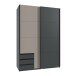 Schwebetürenschrank >Emden< 2 Schübe, GRAFIT + SAHARAGRAU - 135x198x65cm (BxHxT)