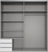 Schwebetürenschrank >Emden< 3 Schübe, GRAPHIT + SAHARAGRAU - 179x198x65cm (BxHxT)