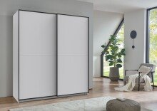 Schwebetürenschrank >Neu-Ulm< in weiss - 180x198x65cm (BxHxT)