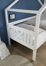 Hausbett >Susa< Liegefläche 90x200cm, Rollrost, Weiß, teilmassiv - 207x170x98cm BxHxT