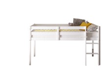 Hochbett >Alvin< Liegefl. 90x200cm, Rollrost, weiß, teilmassiv - 97x113x207cm (BxHxT)