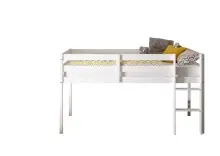 Hochbett >Alvin< Liegefl. 90x200cm, Rollrost, weiß, teilmassiv - 97x113x207cm (BxHxT)
