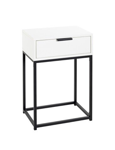 Nachtkonsole >52383< mit Schublade, schwarz, weiß - 40x60x28cm (BxHxT)