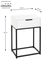 Nachtkonsole >52383< mit Schublade, schwarz, weiß - 40x60x28cm (BxHxT)