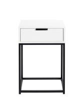 Nachtkonsole >52383< mit Schublade, schwarz, weiß - 40x60x28cm (BxHxT)