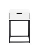 Nachtkonsole >52383< mit Schublade, schwarz, weiß - 40x60x28cm (BxHxT)