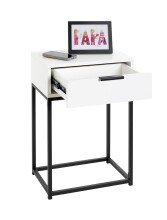 Nachtkonsole >52383< mit Schublade, schwarz, weiß - 40x60x28cm (BxHxT)