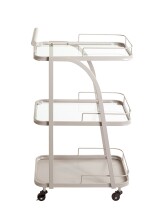 Servierwagen >55189< mit 3 Ablagen,Glas und Kaschmirgrau - 35x79x45 (BxHxT)