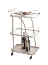 Servierwagen >55189< mit 3 Ablagen,Glas und Kaschmirgrau - 35x79x45 (BxHxT)