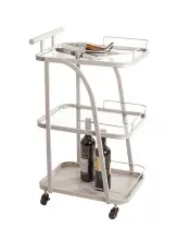 Servierwagen >55189< mit 3 Ablagen,Glas und Kaschmirgrau - 35x79x45 (BxHxT)
