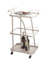 Servierwagen >55189< mit 3 Ablagen,Glas und Kaschmirgrau - 35x79x45 (BxHxT)