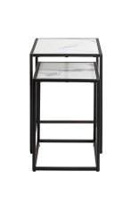 Satztisch >55384< (2-teilig) in schwarz, weiß - 33x50x33 und 28x43x28 (BxHxT)