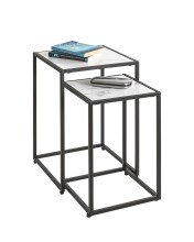 Satztisch >55384< (2-teilig) in schwarz, weiß - 33x50x33 und 28x43x28 (BxHxT)