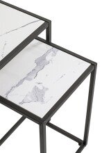 Satztisch >55384< (2-teilig) in schwarz, weiß - 33x50x33 und 28x43x28 (BxHxT)