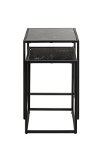 Satztisch >55584< (2-teilig) schwarz Kunstmarmor, Metall - 33x50x33 / 28x43x28 (BxHxT)