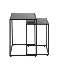 Satztisch >55584< (2-teilig) schwarz Kunstmarmor, Metall - 33x50x33 / 28x43x28 (BxHxT)