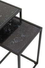 Satztisch >55584< (2-teilig) schwarz Kunstmarmor, Metall - 33x50x33 / 28x43x28 (BxHxT)